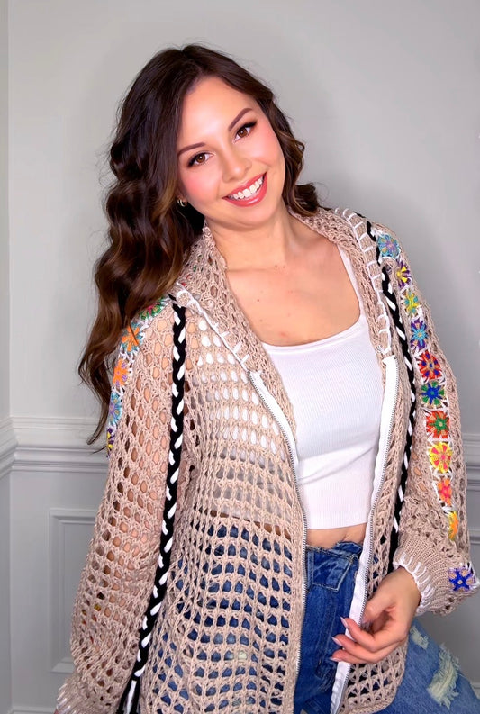 Taupe Granny Squares Jacket