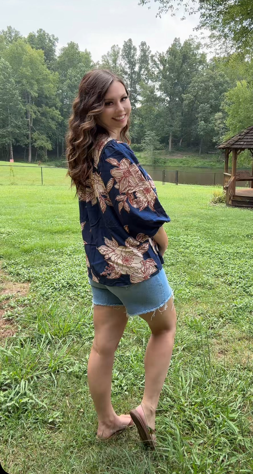 Floral My Fall Top (Navy)