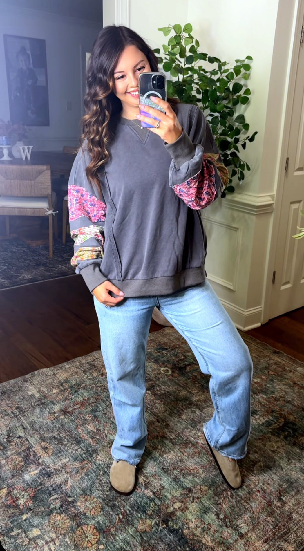 Mixed Prints Floral Pullover (2 Color)