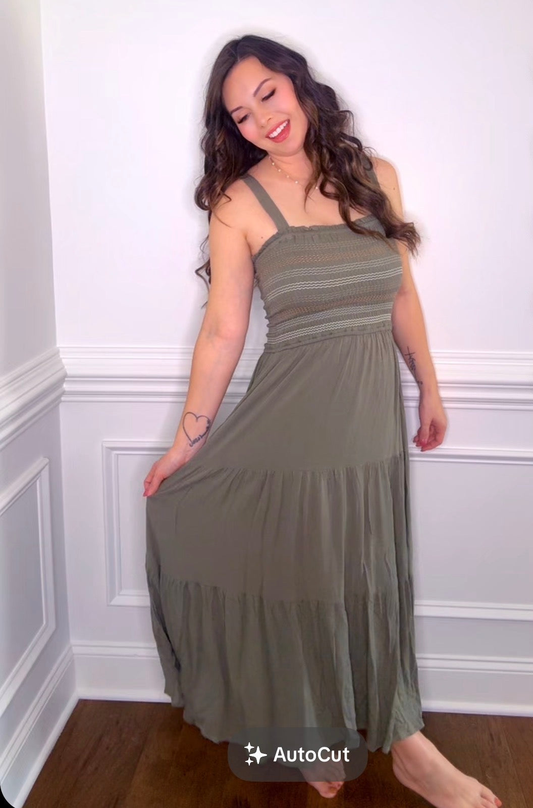 Embroidered Smocked Bodice Tank Dress