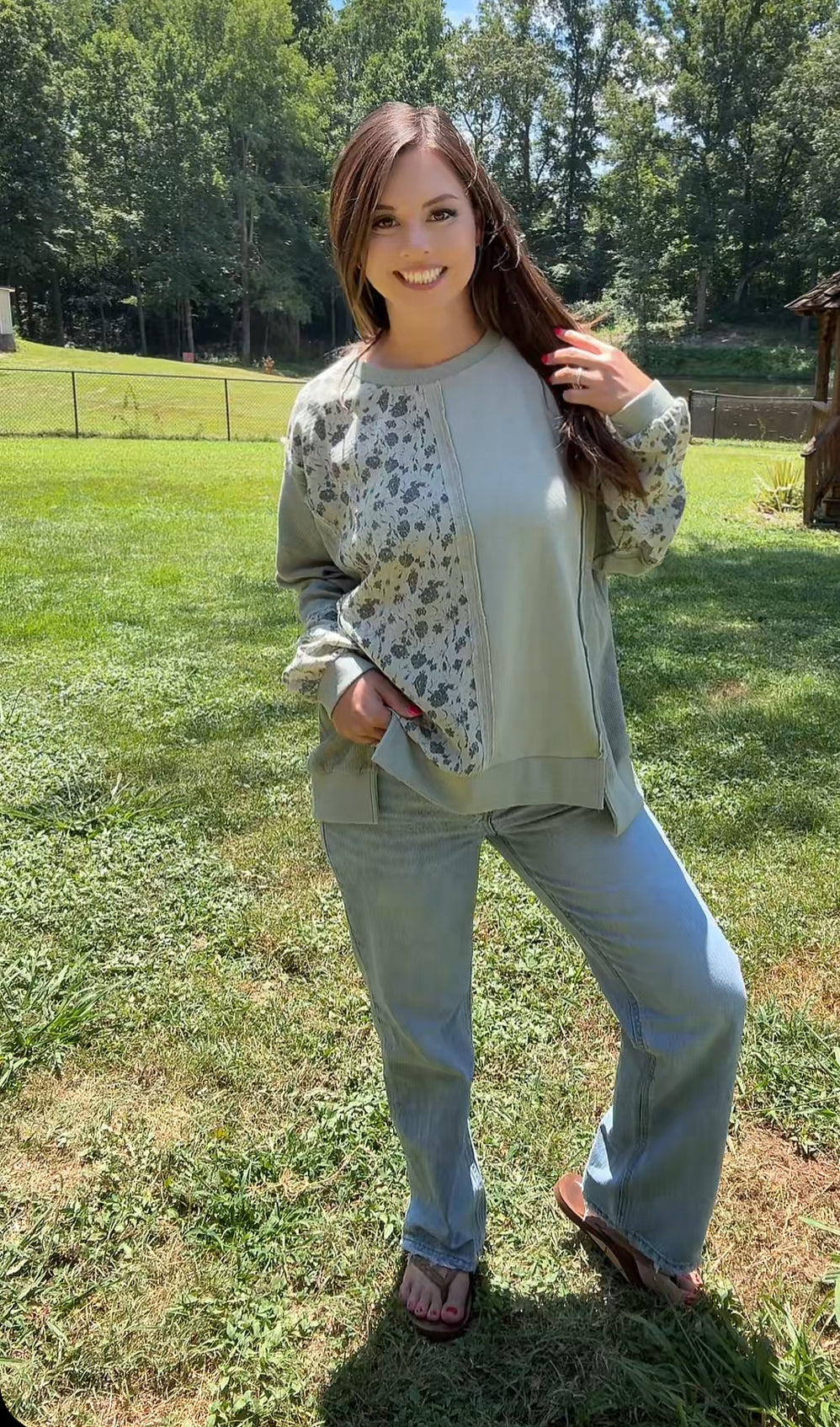 Sage Me Floral Pullover