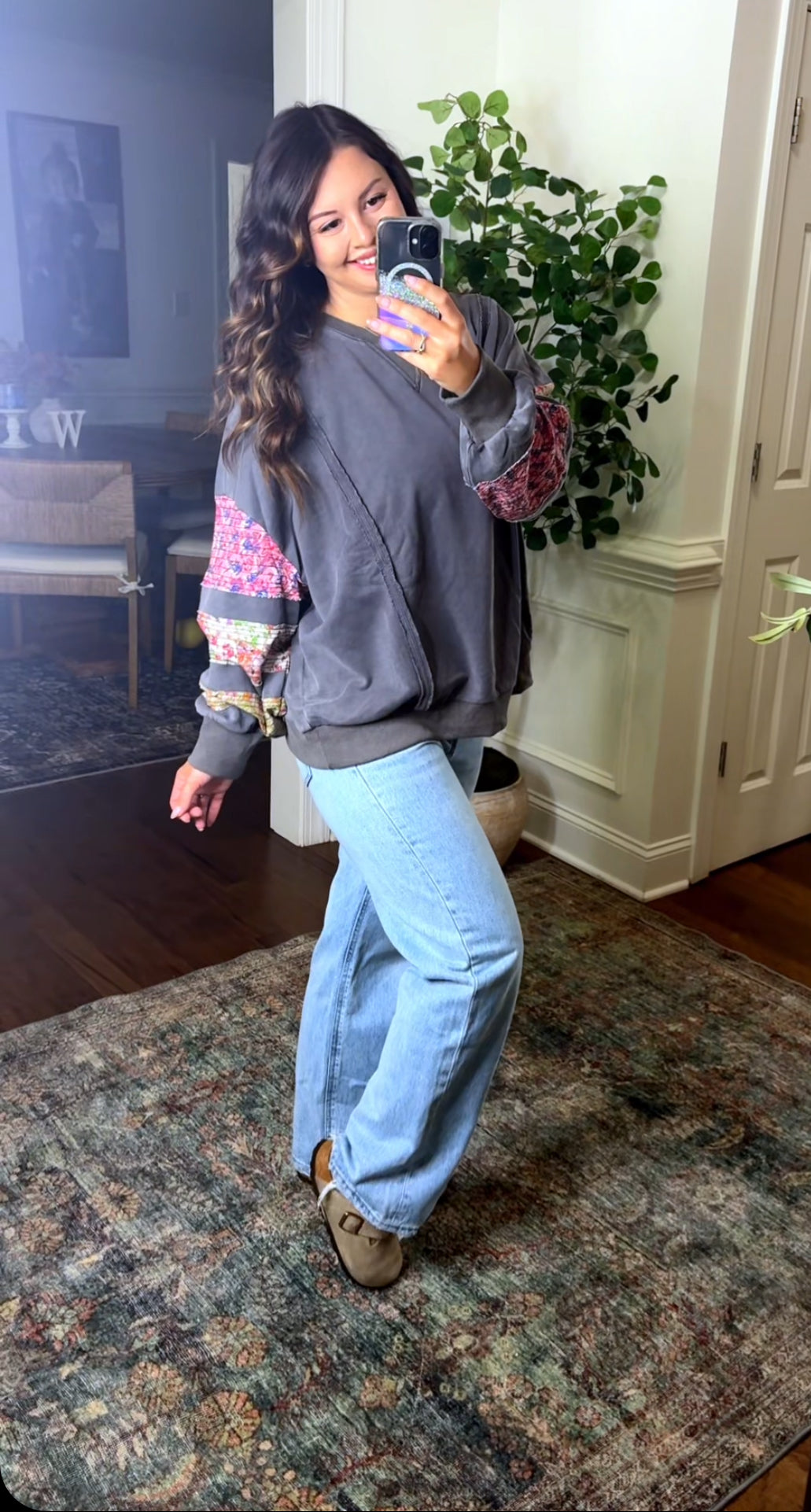 Mixed Prints Floral Pullover (2 Color)