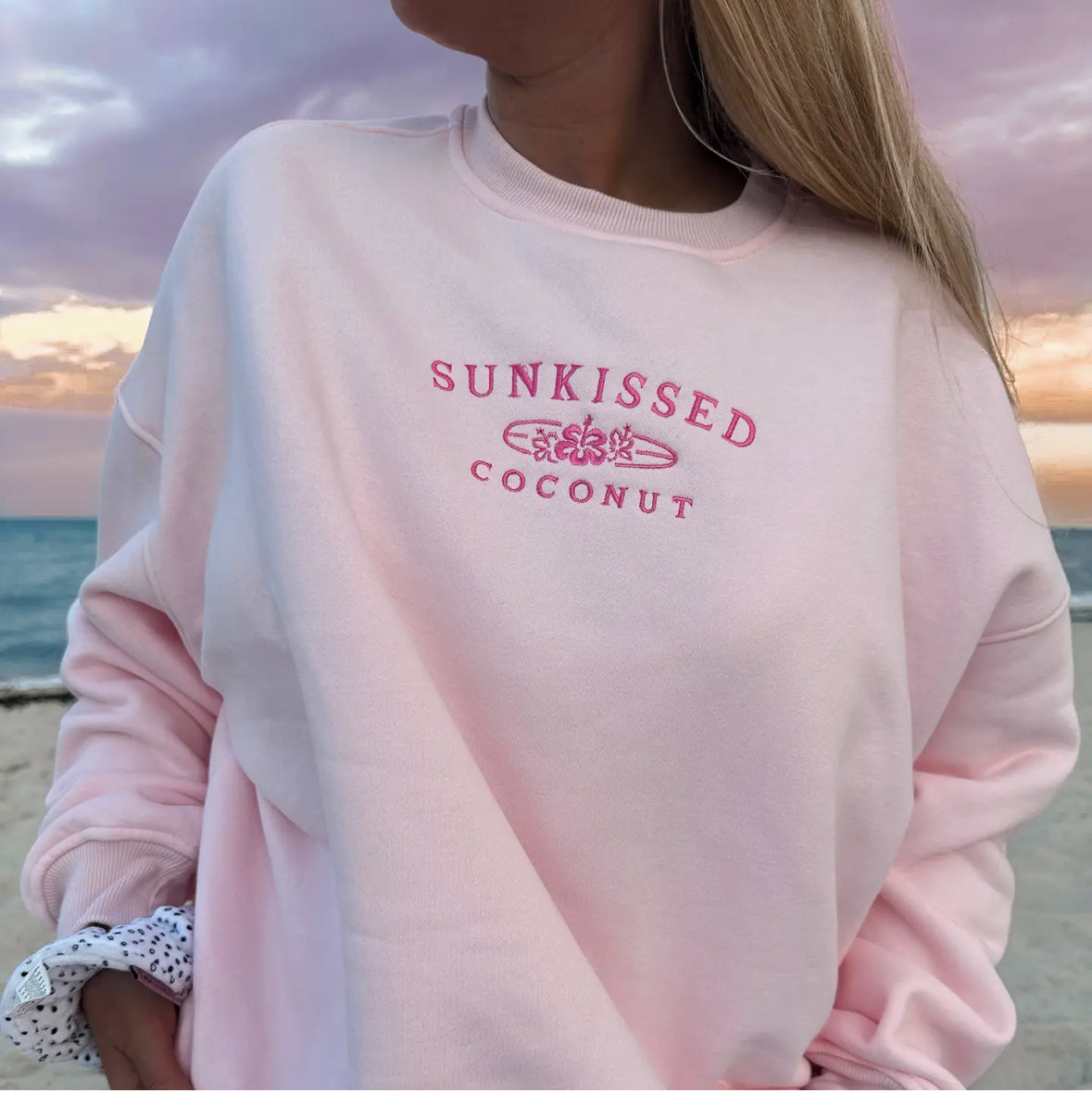 Pink Embroidered Sweatshirt
