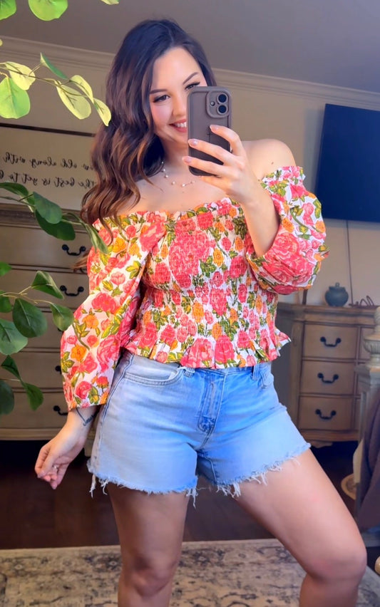 Multi Floral Woven Top