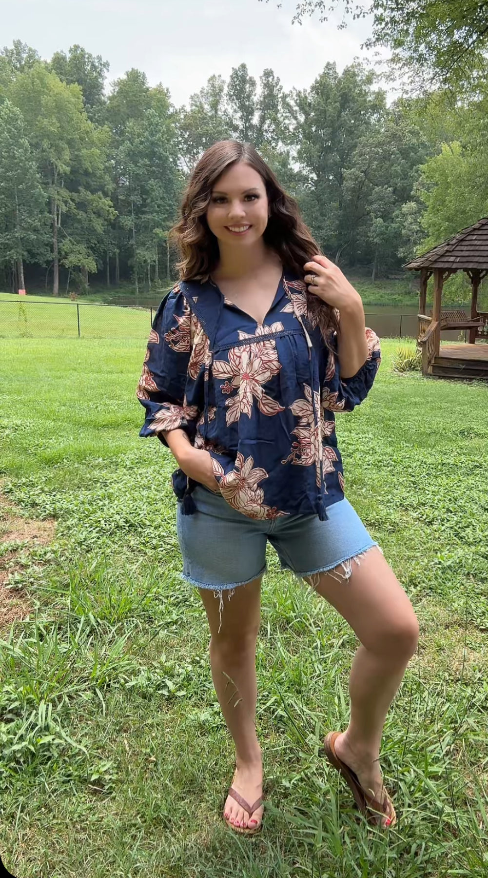Floral My Fall Top (Navy)