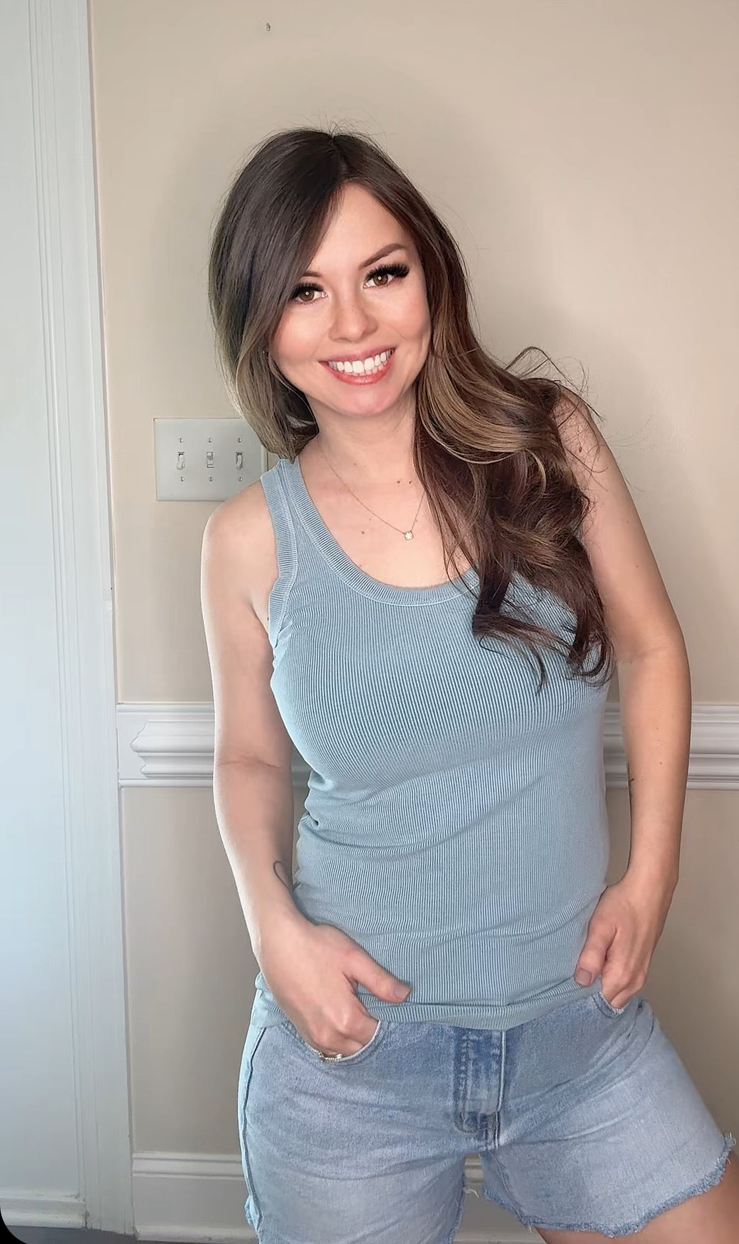 Blue Scoop Neck Tank