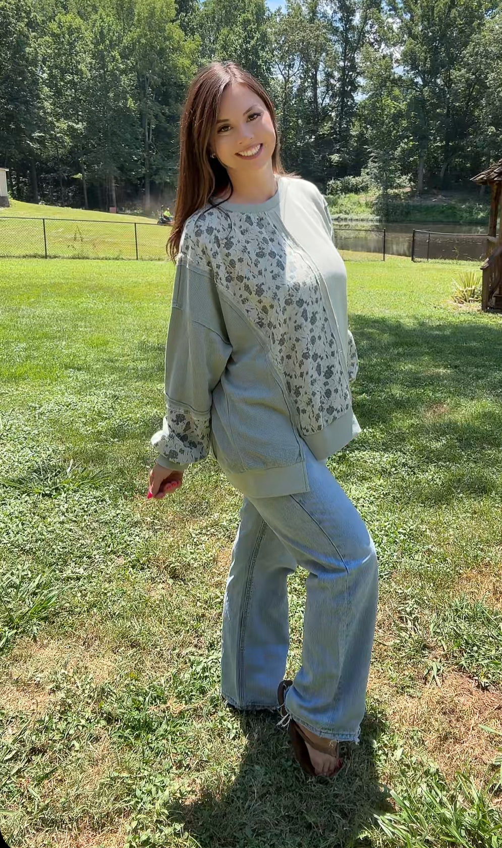 Sage Me Floral Pullover