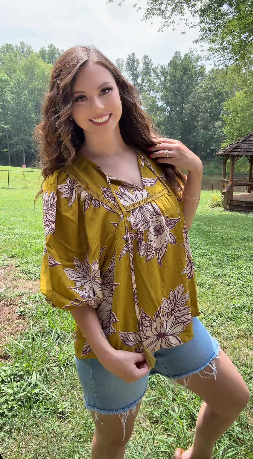 Floral My Fall Top (Mustard)
