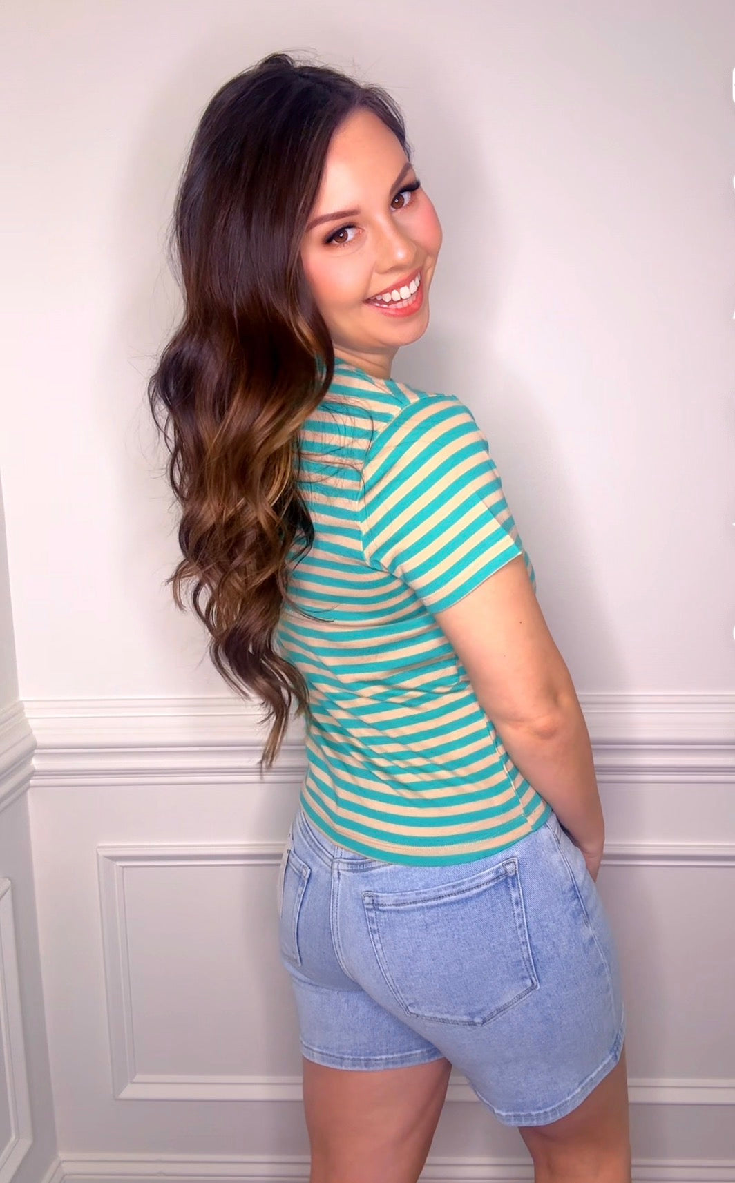 STRIPED CONTRAST KNIT TEE *Final Sale* *Nonrefundable*