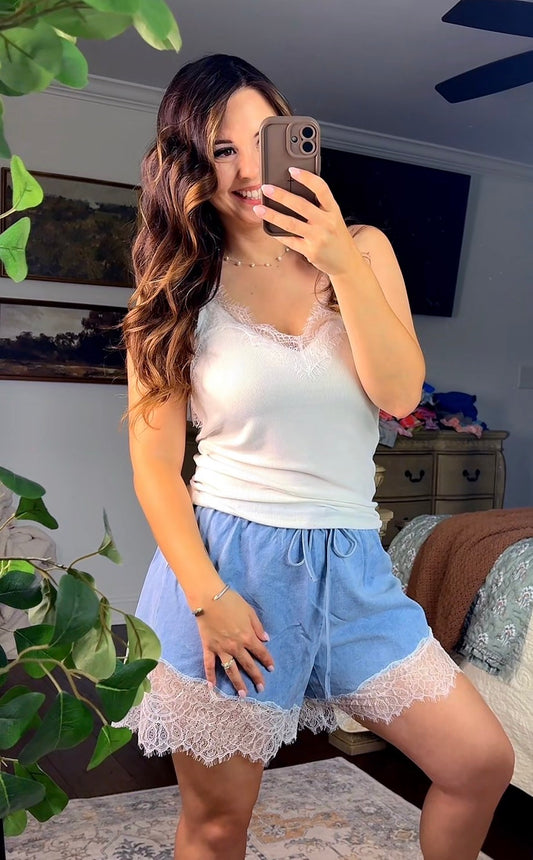 Super Soft Lace Denim Shorts