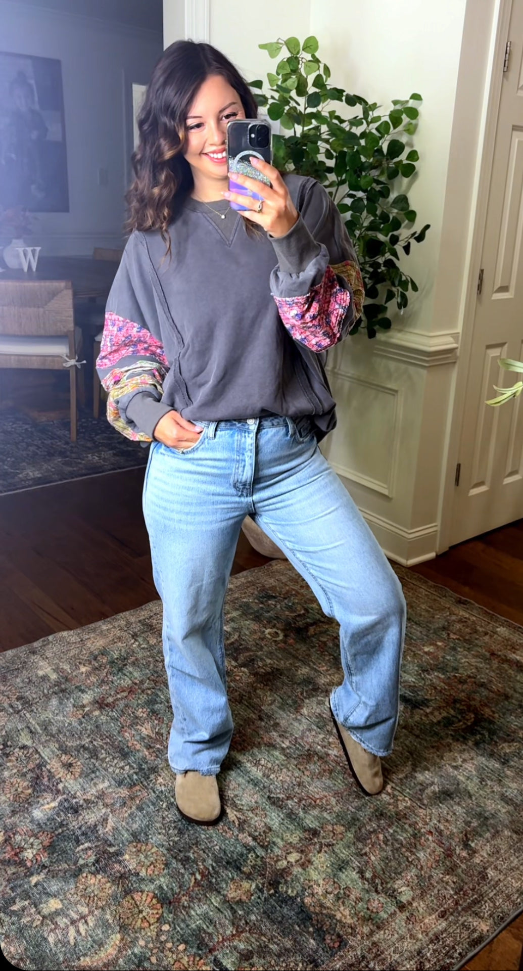 Mixed Prints Floral Pullover (2 Color)