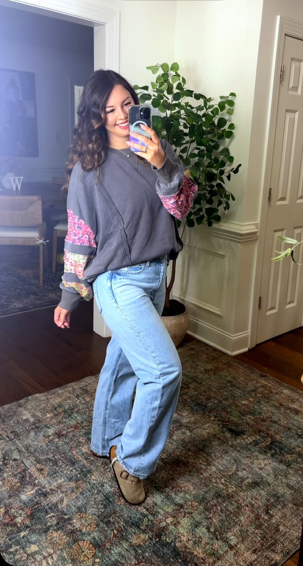 Mixed Prints Floral Pullover (2 Color)