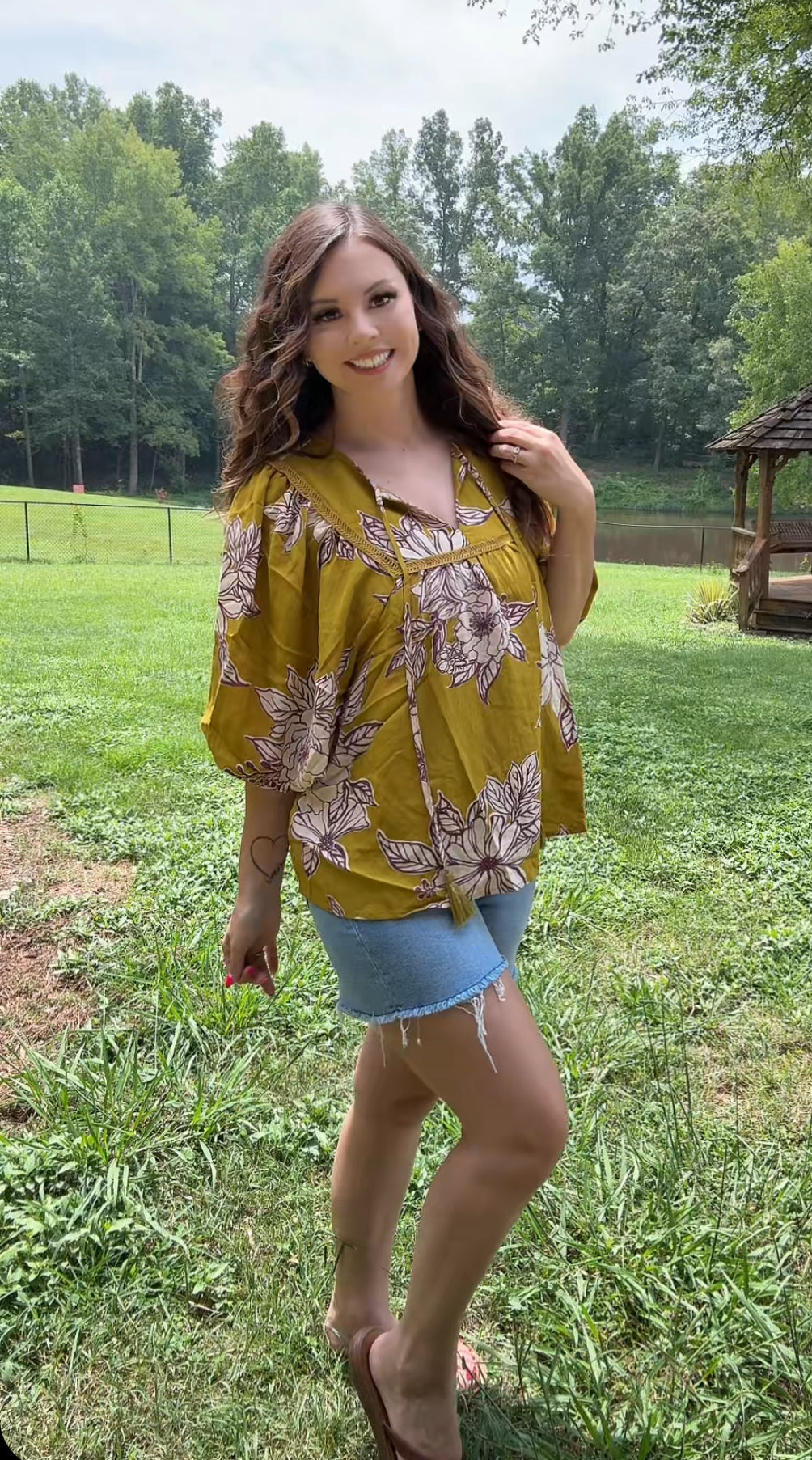 Floral My Fall Top (Mustard)