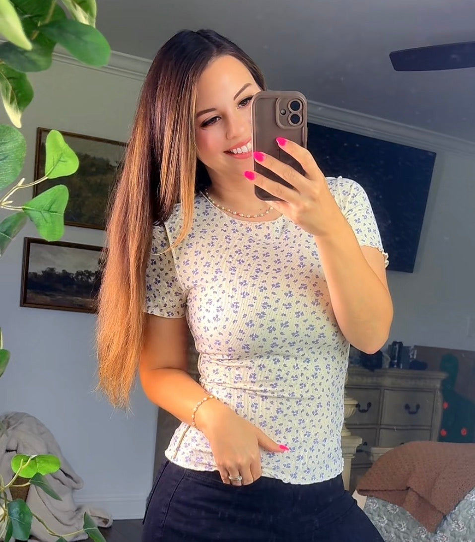 Ditsy Floral Print Short Sleeve (2 colors)