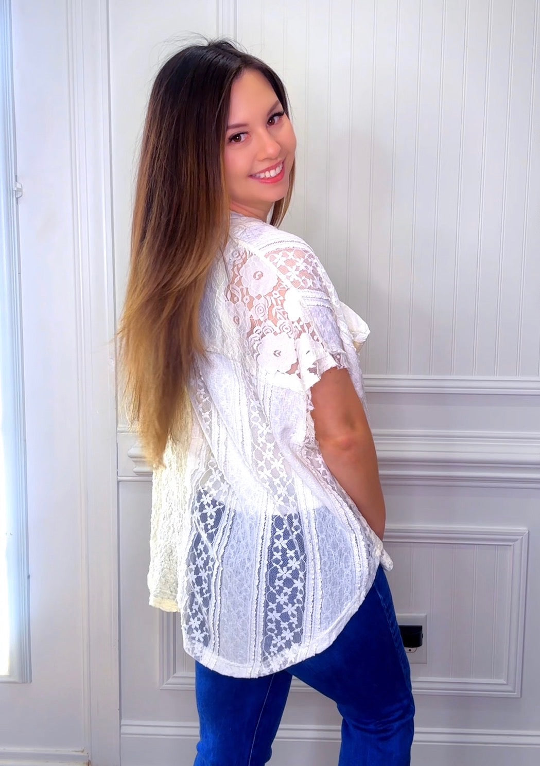 Floral Lace V Neck (2 colors)