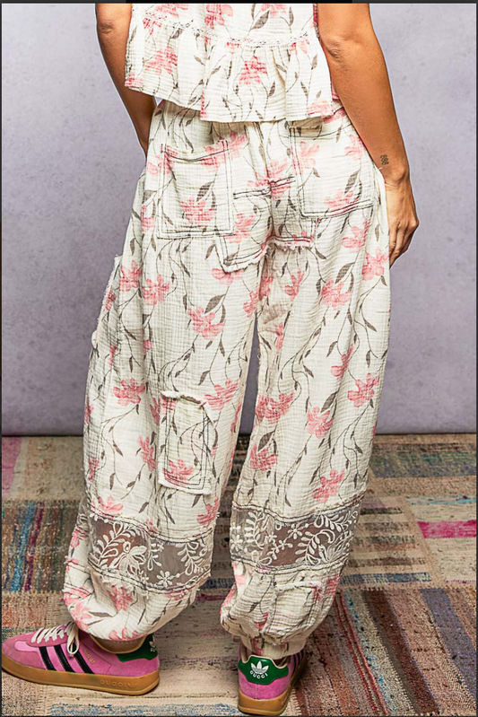 Ivory Floral Pants