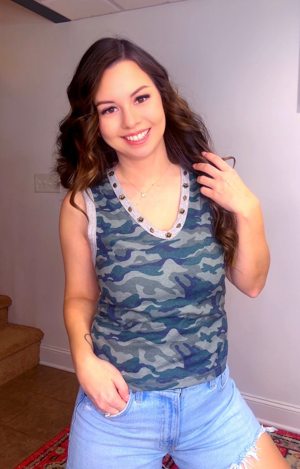 Camo V Neck Tank