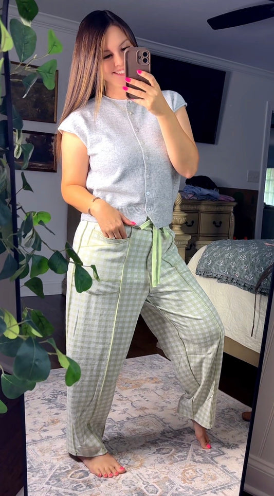 Soft Brushed Check Barrel Fit Utility Knit Pants (3 colors)