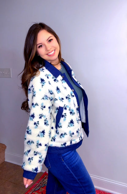 Petals in Blue Denim Jacket
