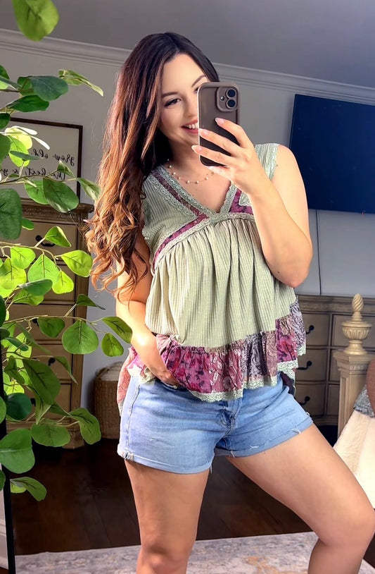 V-neck Sleeveless A-line Top