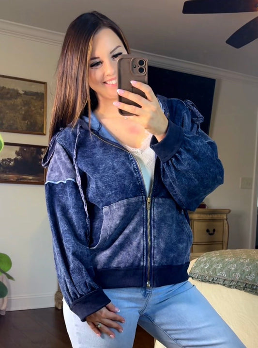 POL Washed Terry Knit Jacket (2 colors)