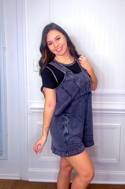 MINERAL WASHED TERRY SHORT ROMPER (2 colors)