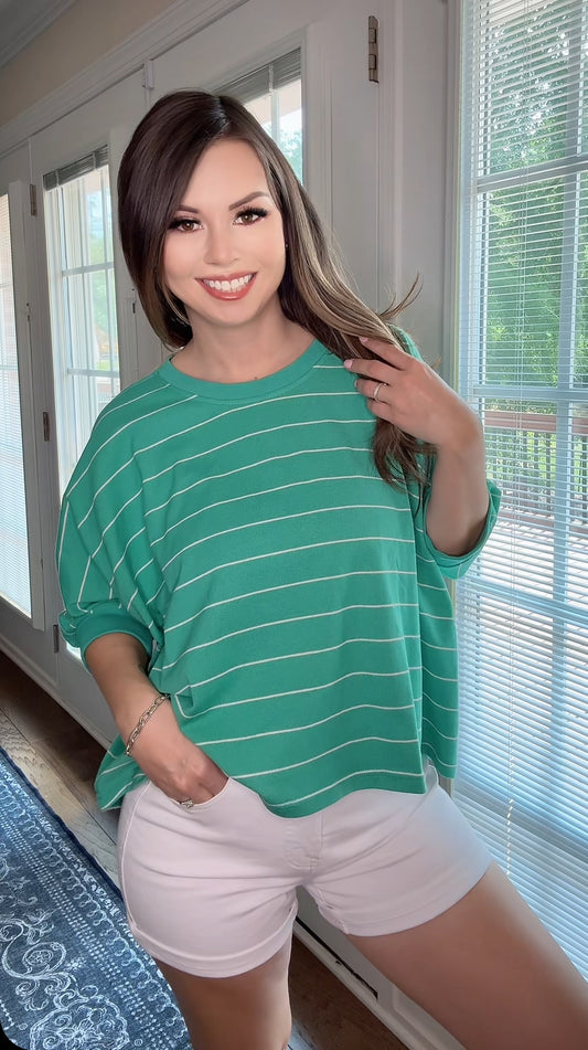 Spring Striped Tee Green