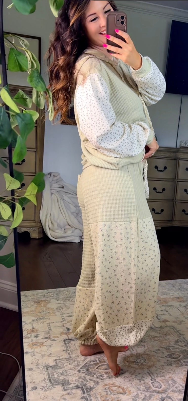 Patchwork wide-leg pants