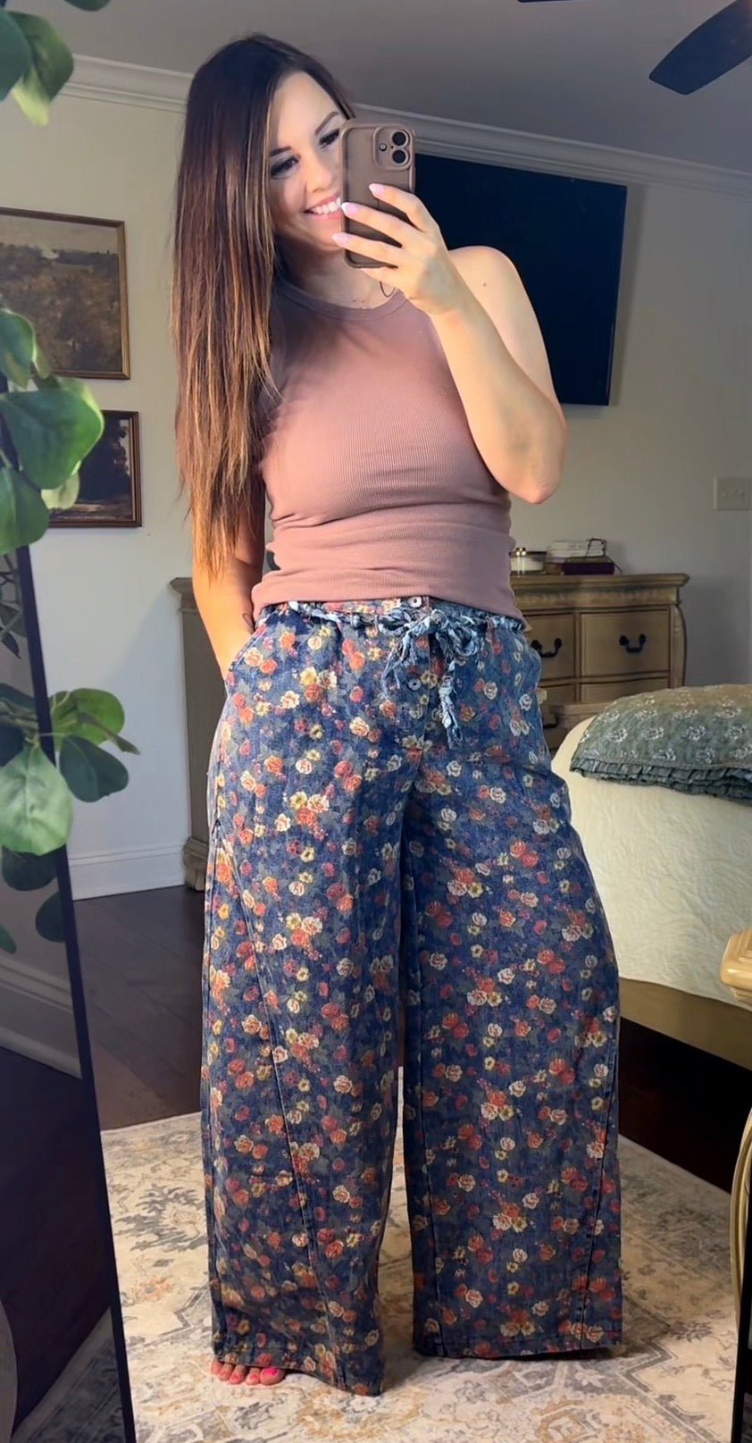 POL Floral Print Straight Fit Pants