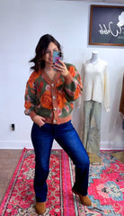 Winter Floral Button Up Sweater