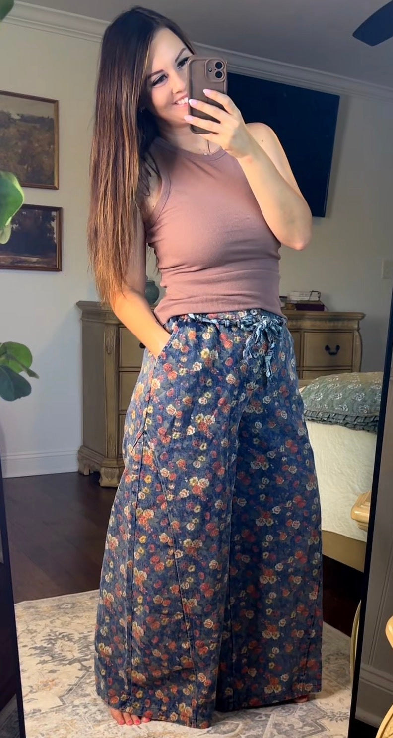 POL Floral Print Straight Fit Pants