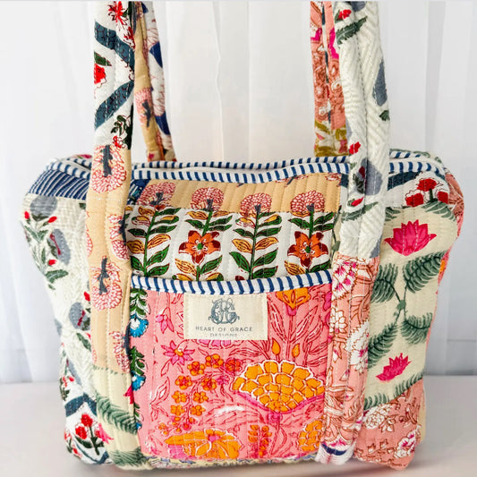 Fancy Grace Quilted Mini Duffel Bag (Wildflower)