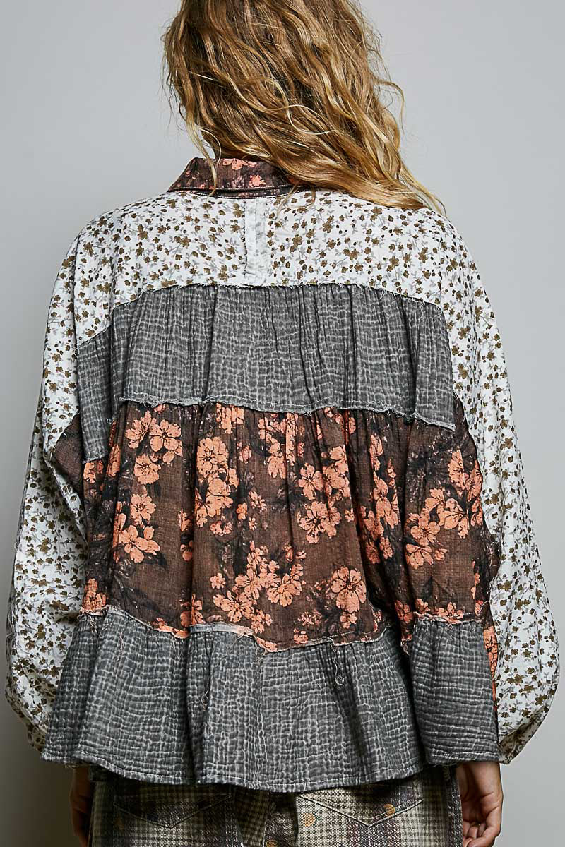 Free Spirit Floral Patchwork Top- POL