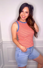 Melon and Blue Stripe Tank