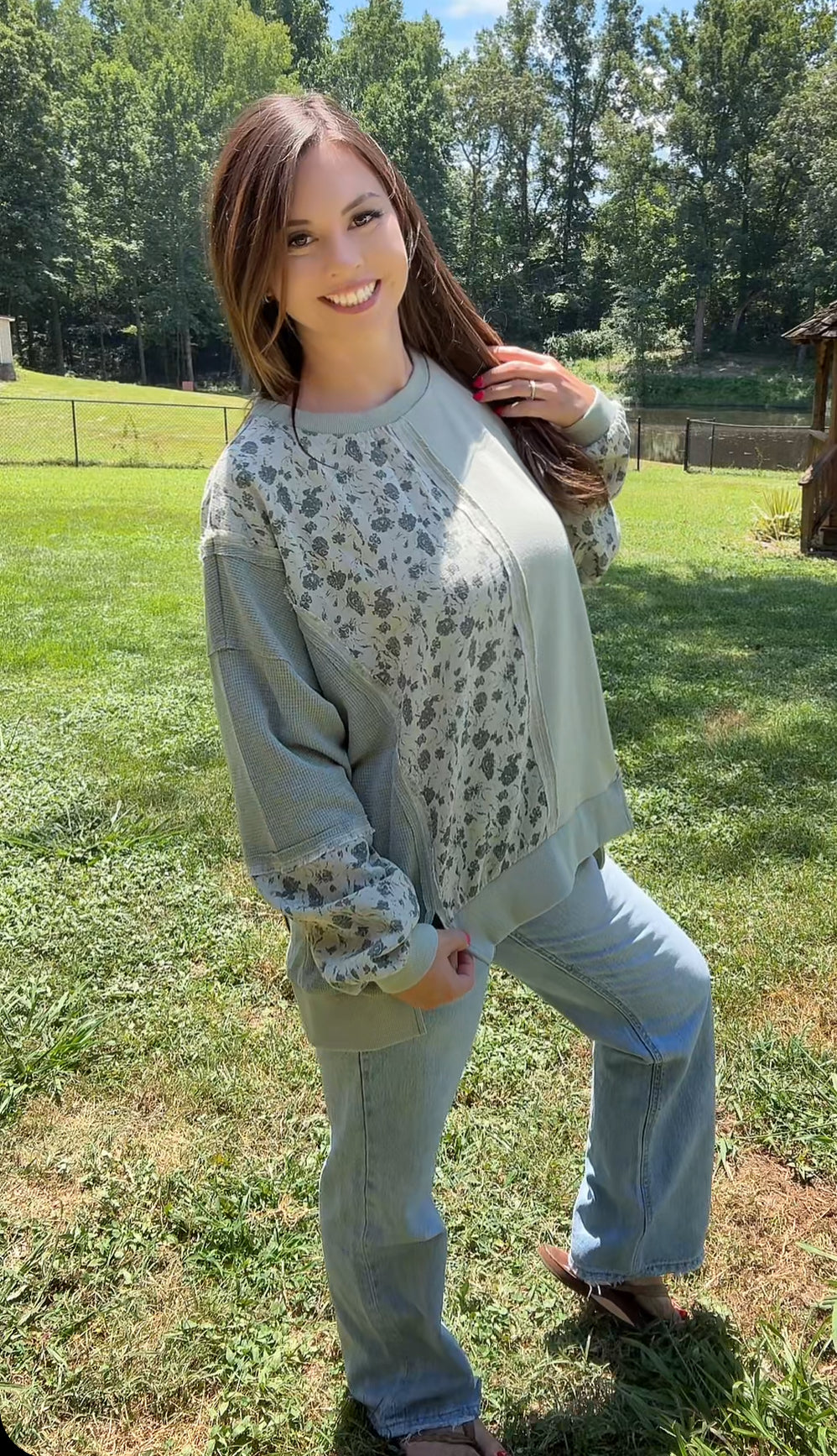 Sage Me Floral Pullover