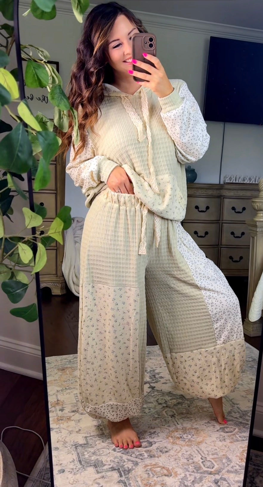 Patchwork wide-leg pants