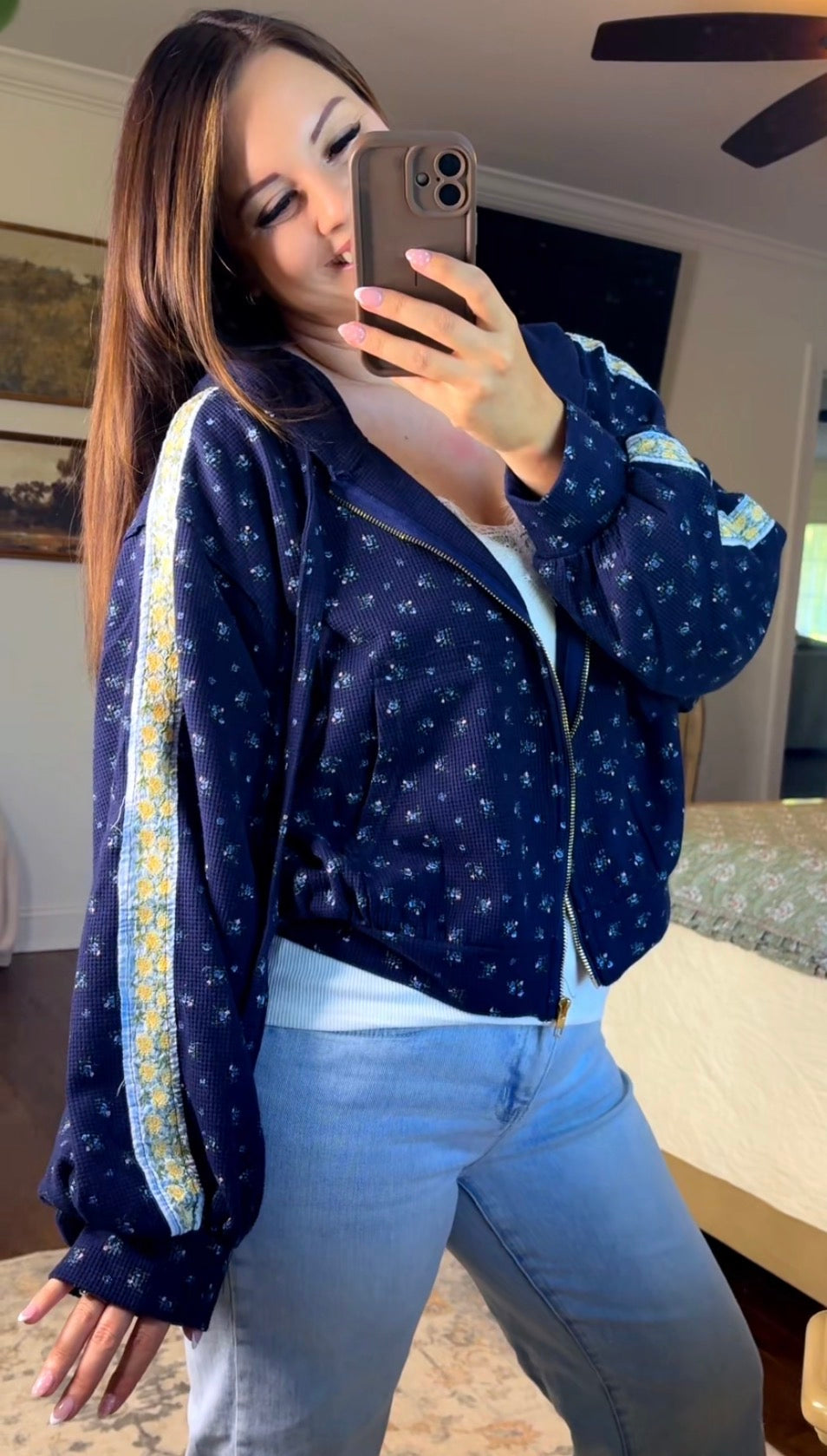 POL Navy Floral Jacket