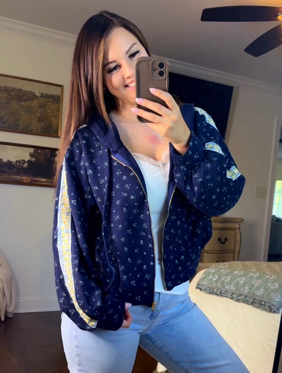 POL Navy Floral Jacket