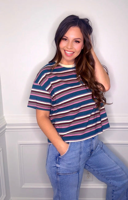 Multi Colored Striped Knit Tee