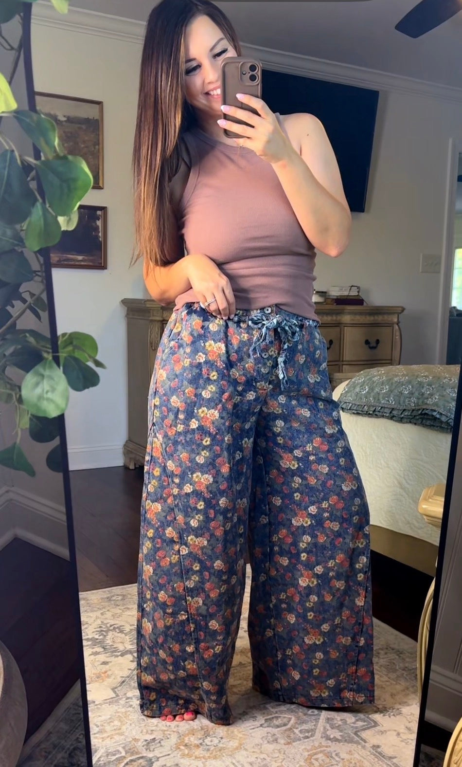 POL Floral Print Straight Fit Pants