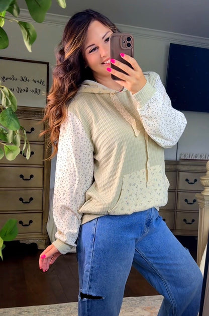 Hooded Floral Print Pullover