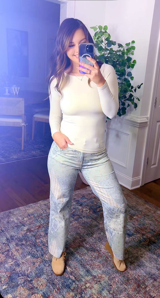 The Floral Staight Jeans