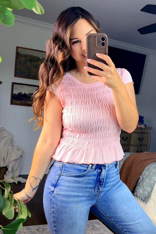 Ruffled Hem Smock Top