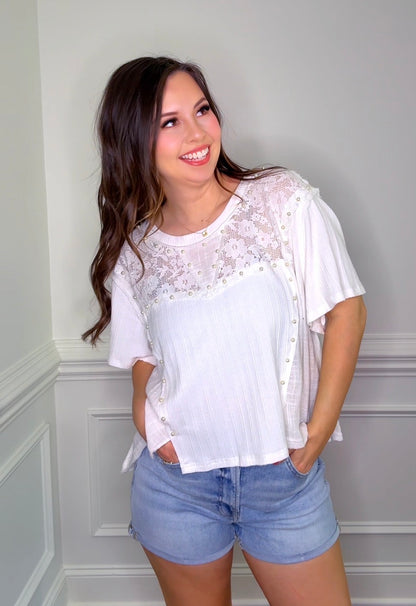 Pol Pearl Stud Accent Top (3 colors)