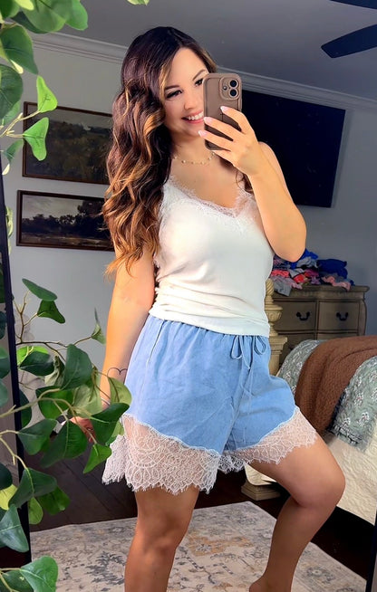 Super Soft Lace Denim Shorts FINAL SALE