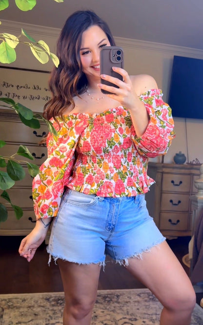 Multi Floral Woven Top