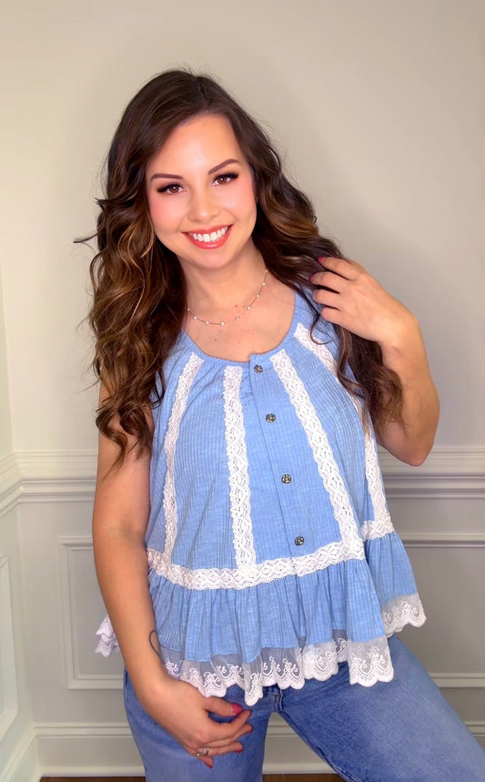 Blue Lace Accent Tank