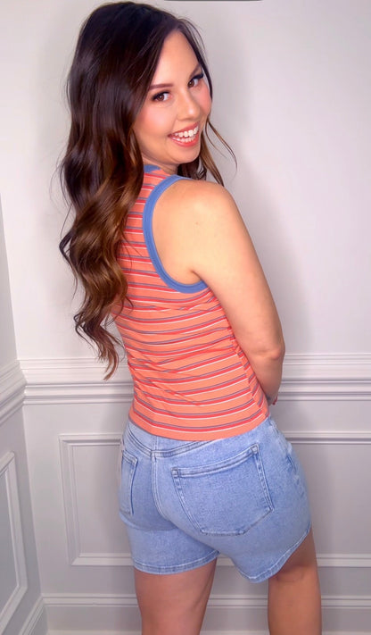Melon and Blue Stripe Tank