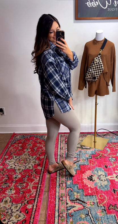 Darling Plaid Flannel Navy