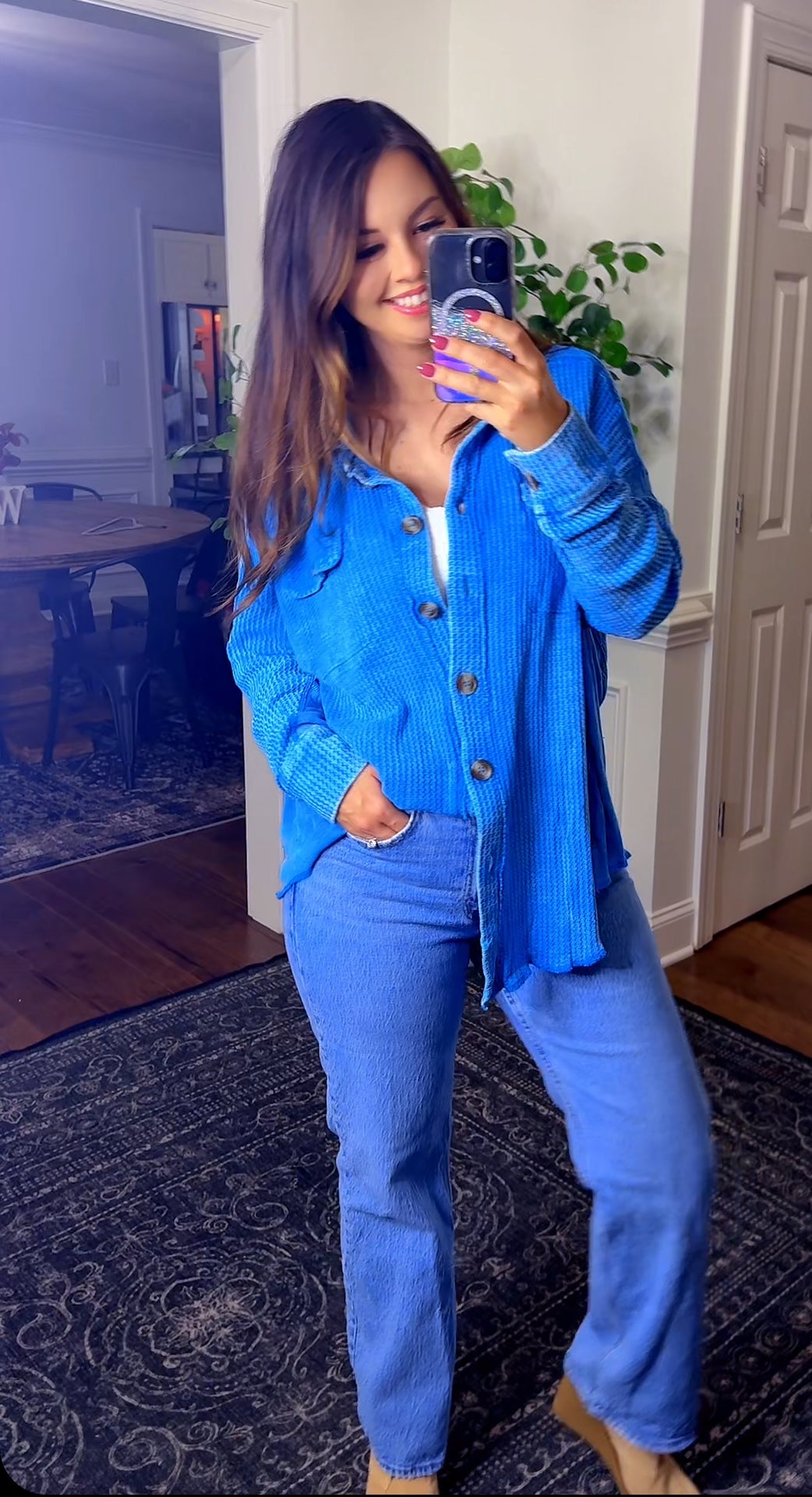 Too Blue For You Button Up